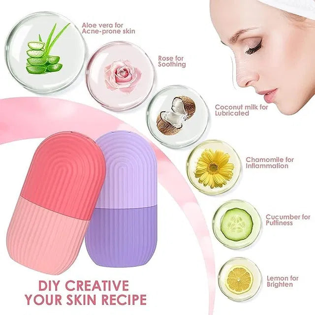 Ice Face Roller Silicone Facial Cube for Eyes Neck Massage Remove Dark Circle Pore Shrink Face