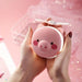 Cartoon Cute Pig LED Lights Mirror Pocket Fan